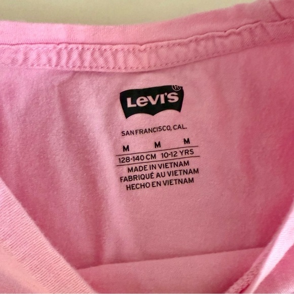 Levi's Kids Coquette Y2K Embellished Vintage Original Batwing Pink Blue T-Shirt - Picture 2 of 4
